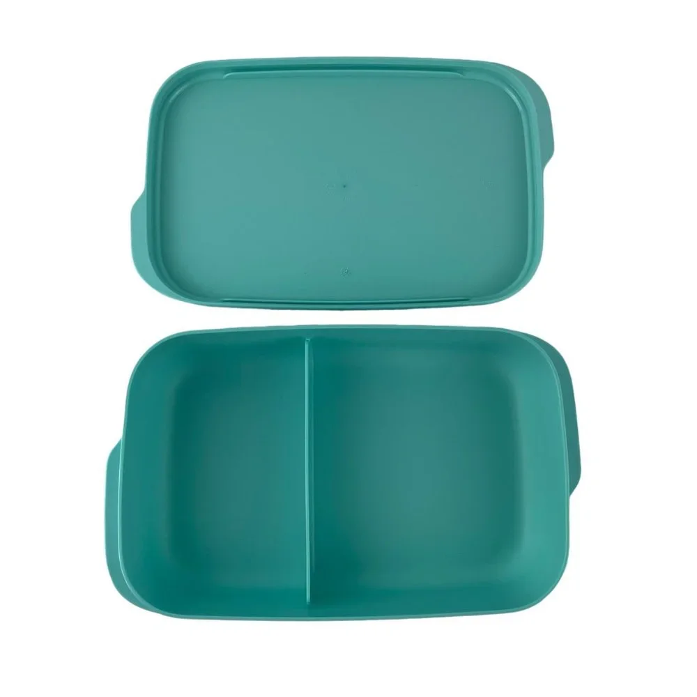 Tupperware Lunch It Divided Container Blue 2 Sections‎ w/Lid 590 ml